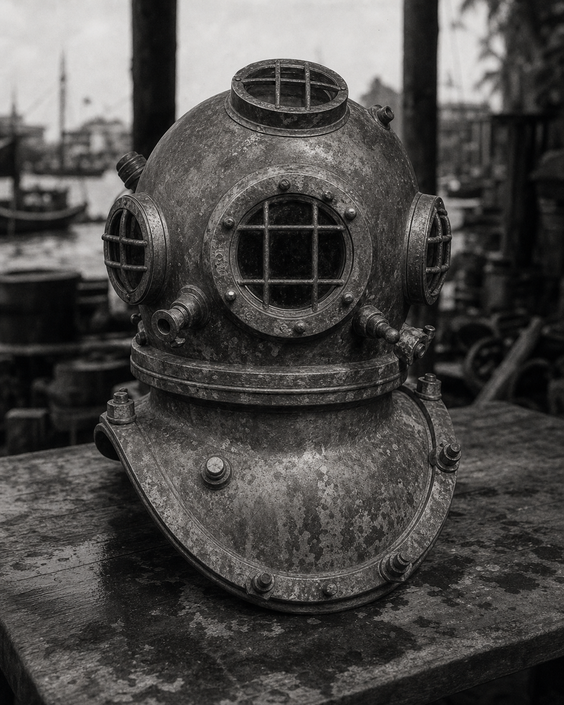 Colonial brass diving helmet