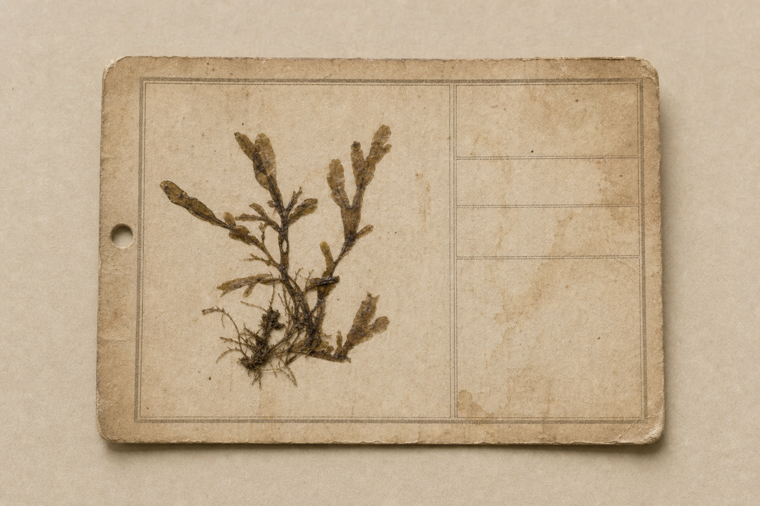 Pressed seaweed specimen exchange card